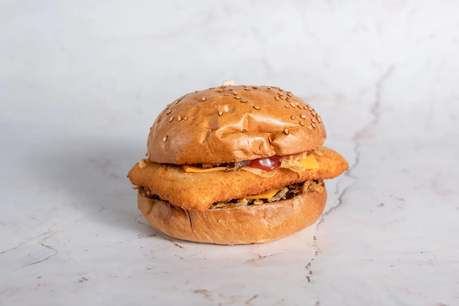 Mini burger with fried cheese
